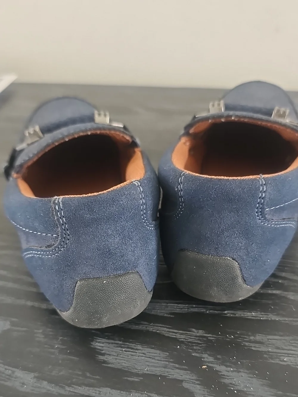Crown Vintage boys size 12 loafers in a Navy leather-look Classic Preppy